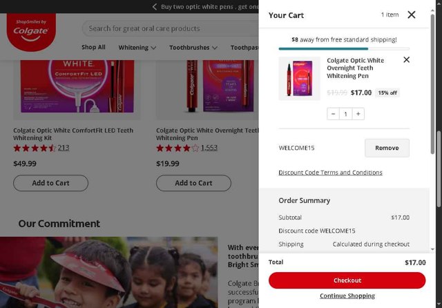 Colgate checkout page showing Colgate discount code box | Screenshot taken by SimplyCodes community member on Aug 21, 2025
