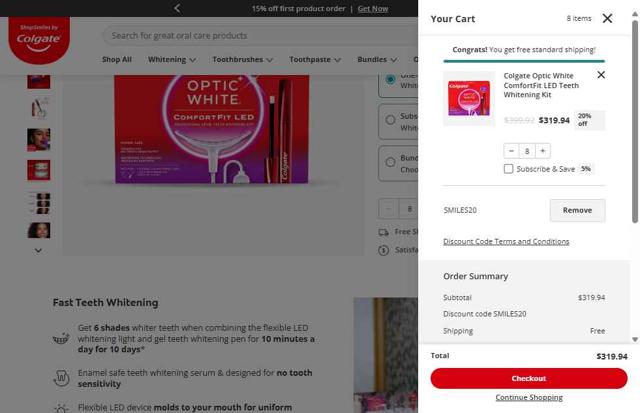 Colgate checkout page showing Colgate discount code box | Screenshot taken by SimplyCodes community member on Oct 4, 2025