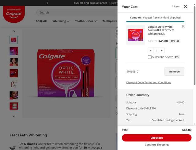 Colgate checkout page showing Colgate discount code box | Screenshot taken by SimplyCodes community member on Oct 4, 2025