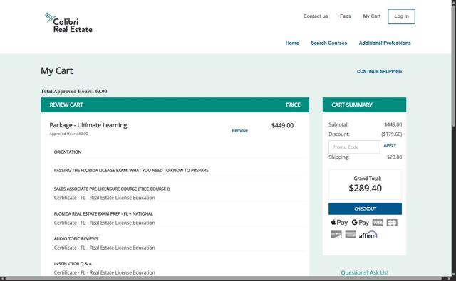 Colibri Real Estate checkout page showing Colibri Real Estate promo code box | Screenshot taken by SimplyCodes community member on Sep 16, 2025