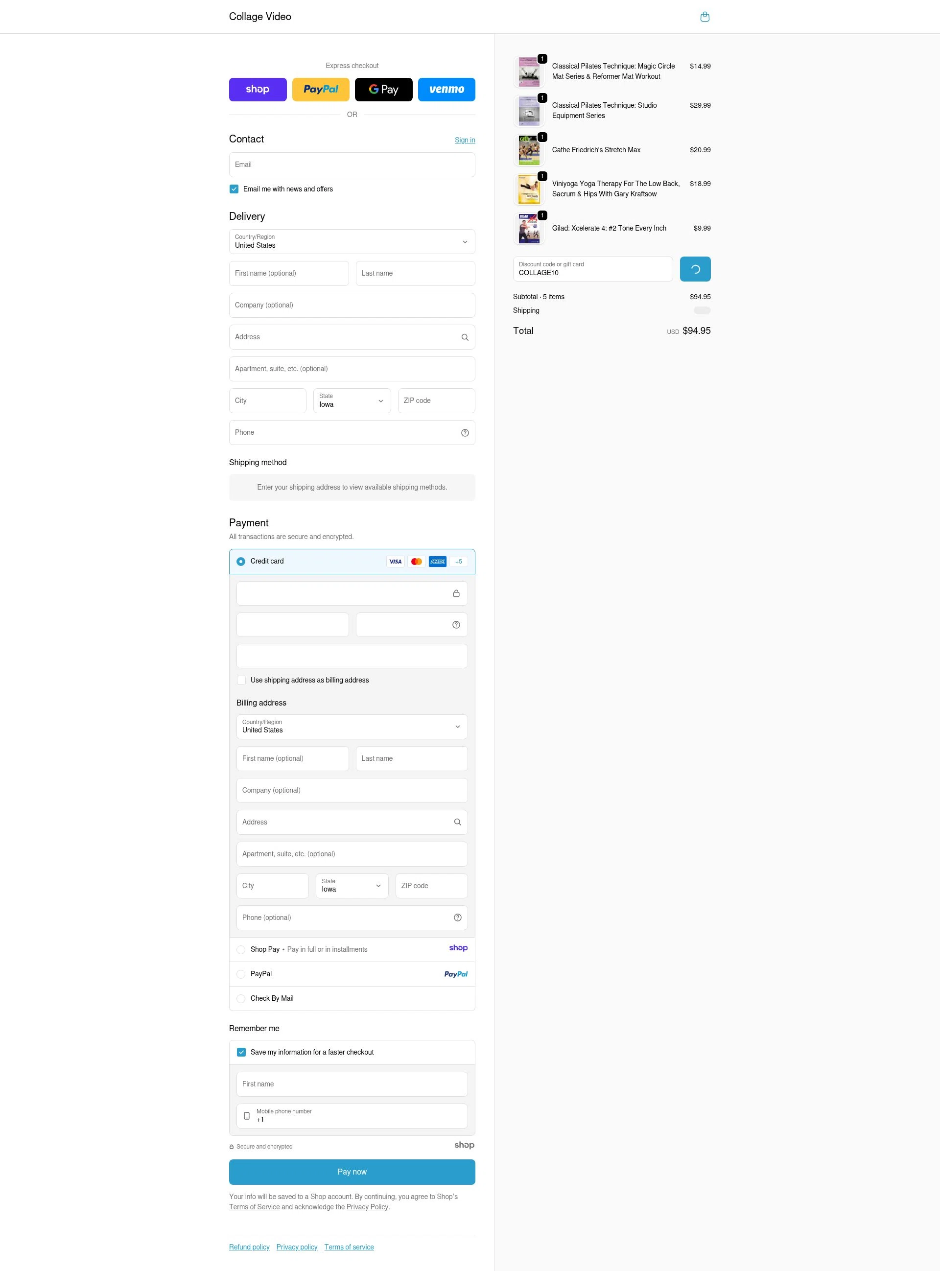 Collage Video checkout page showing Collage Video promo code box | Screenshot taken by SimplyCodes community member on Dec 29, 2025