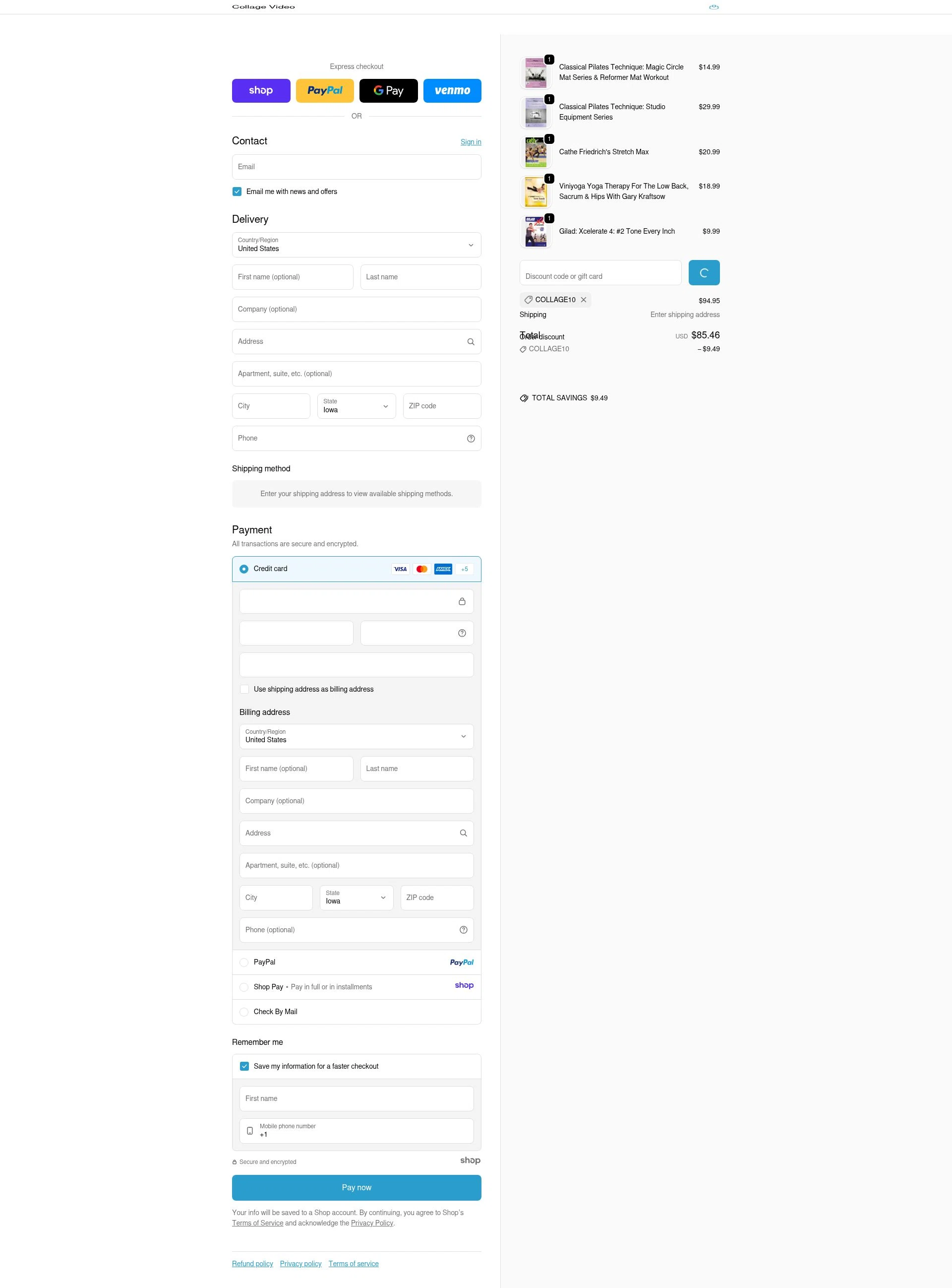 Collage Video checkout page showing Collage Video promo code box | Screenshot taken by SimplyCodes community member on Dec 17, 2025