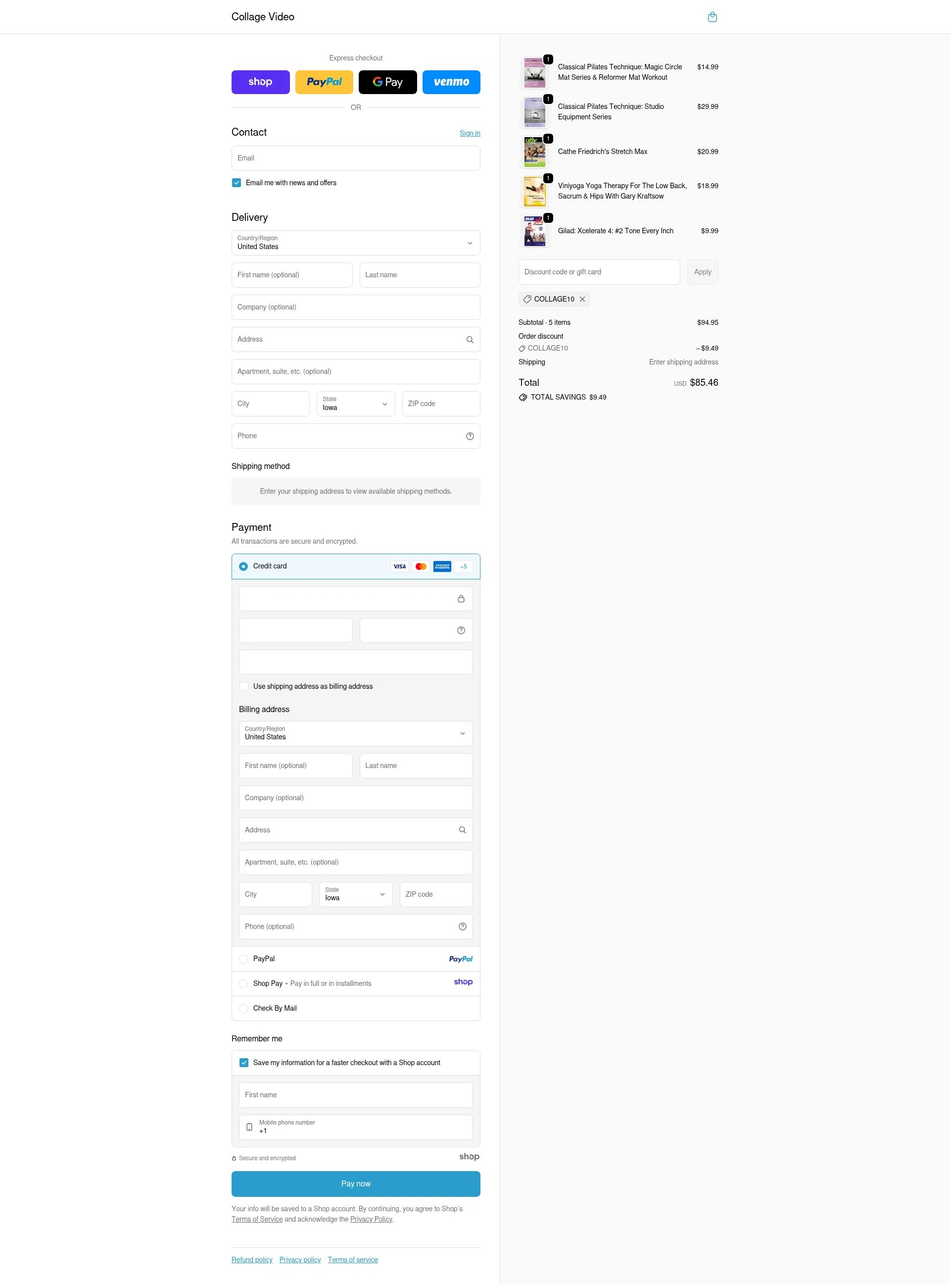 Collage Video checkout page showing Collage Video promo code box | Screenshot taken by SimplyCodes community member on Dec 11, 2025