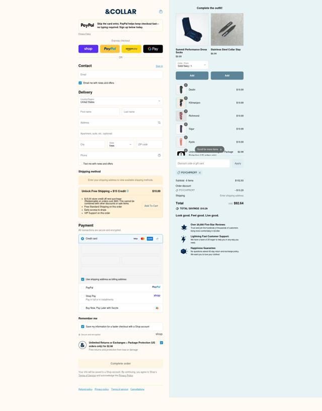 &Collar checkout page showing &Collar discount code box | Screenshot taken by SimplyCodes community member on Sep 15, 2025