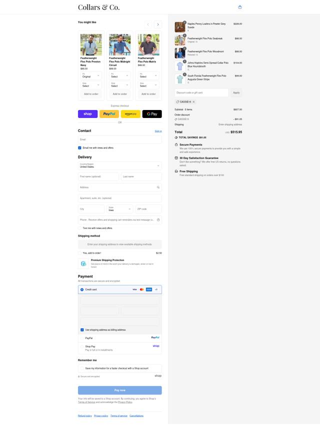 Collars & Co. checkout page showing Collars & Co. discount code box | Screenshot taken by SimplyCodes community member on Sep 11, 2025