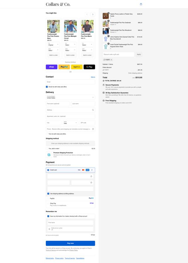 Collars & Co. checkout page showing Collars & Co. discount code box | Screenshot taken by SimplyCodes community member on Sep 11, 2025