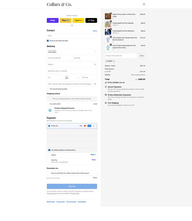 Collars & Co. checkout page showing Collars & Co. discount code box | Screenshot taken by SimplyCodes community member on Sep 11, 2025