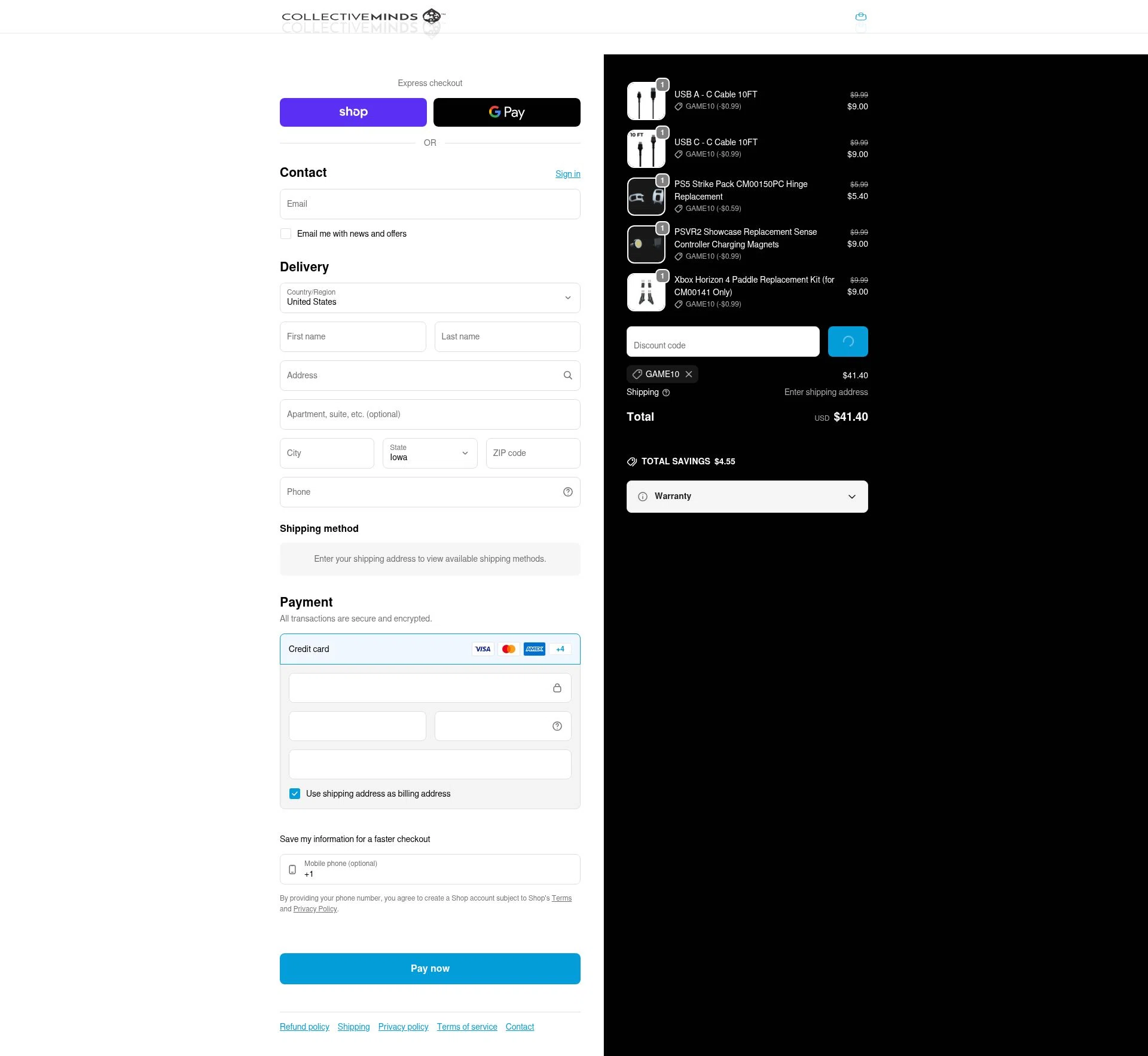 Collective Minds Store checkout page showing Collective Minds Store discount code box | Screenshot taken by SimplyCodes community member on Feb 5, 2026