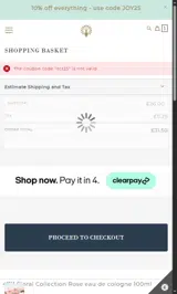 Cologne & Cotton coupon verification screenshot