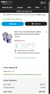 Colorado Rapids coupon verification screenshot