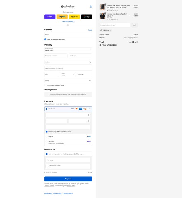 Colorfulkoala checkout page showing Colorfulkoala discount code box | Screenshot taken by SimplyCodes community member on Aug 29, 2025