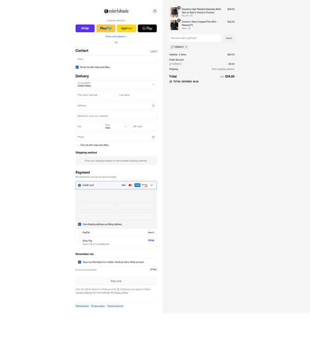 Colorfulkoala checkout page showing Colorfulkoala discount code box | Screenshot taken by SimplyCodes community member on Aug 29, 2025