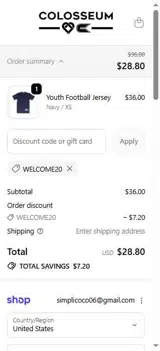 Colosseum Athletics coupon verification screenshot