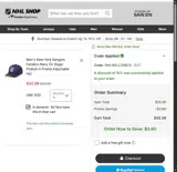 Columbus Blue Jackets Shop coupon verification screenshot