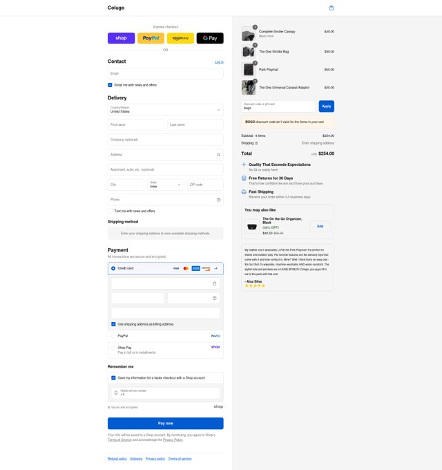 Colugo checkout page showing Colugo discount code box | Screenshot taken by SimplyCodes community member on Sep 6, 2025