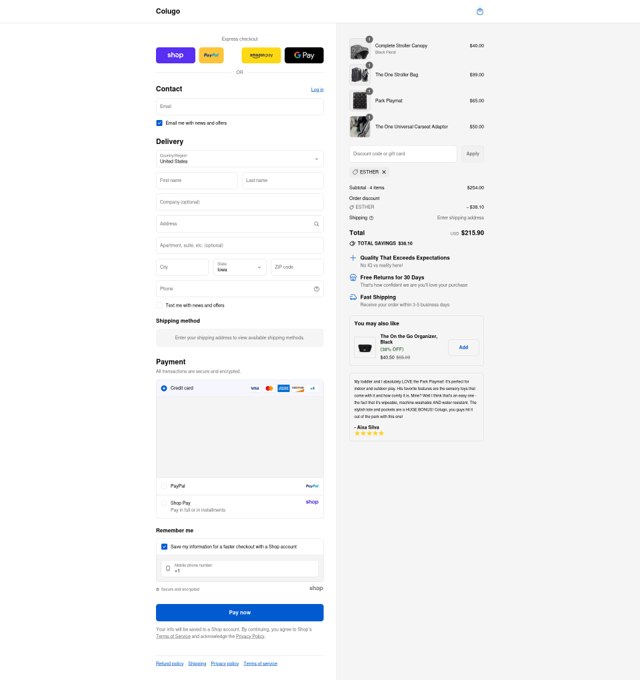 Colugo checkout page showing Colugo discount code box | Screenshot taken by SimplyCodes community member on Sep 6, 2025