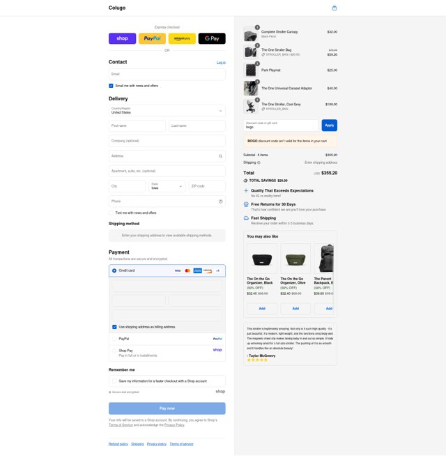 Colugo checkout page showing Colugo discount code box | Screenshot taken by SimplyCodes community member on Sep 2, 2025