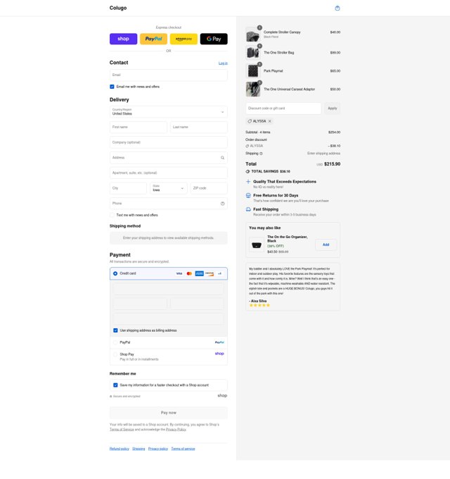 Colugo checkout page showing Colugo discount code box | Screenshot taken by SimplyCodes community member on Sep 6, 2025