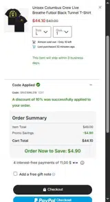 Columbus Crew coupon verification screenshot