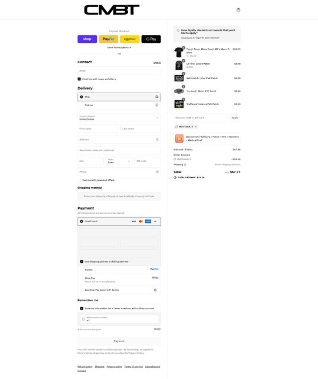 Combat Iron Apparel checkout page showing Combat Iron Apparel discount code box | Screenshot taken by SimplyCodes community member on Sep 14, 2025