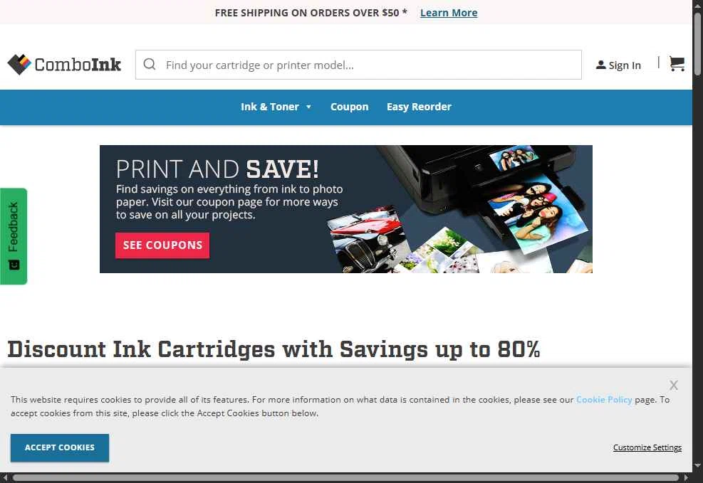 ComboInk checkout page showing ComboInk coupon code box | Screenshot taken by SimplyCodes community member on Dec 24, 2025