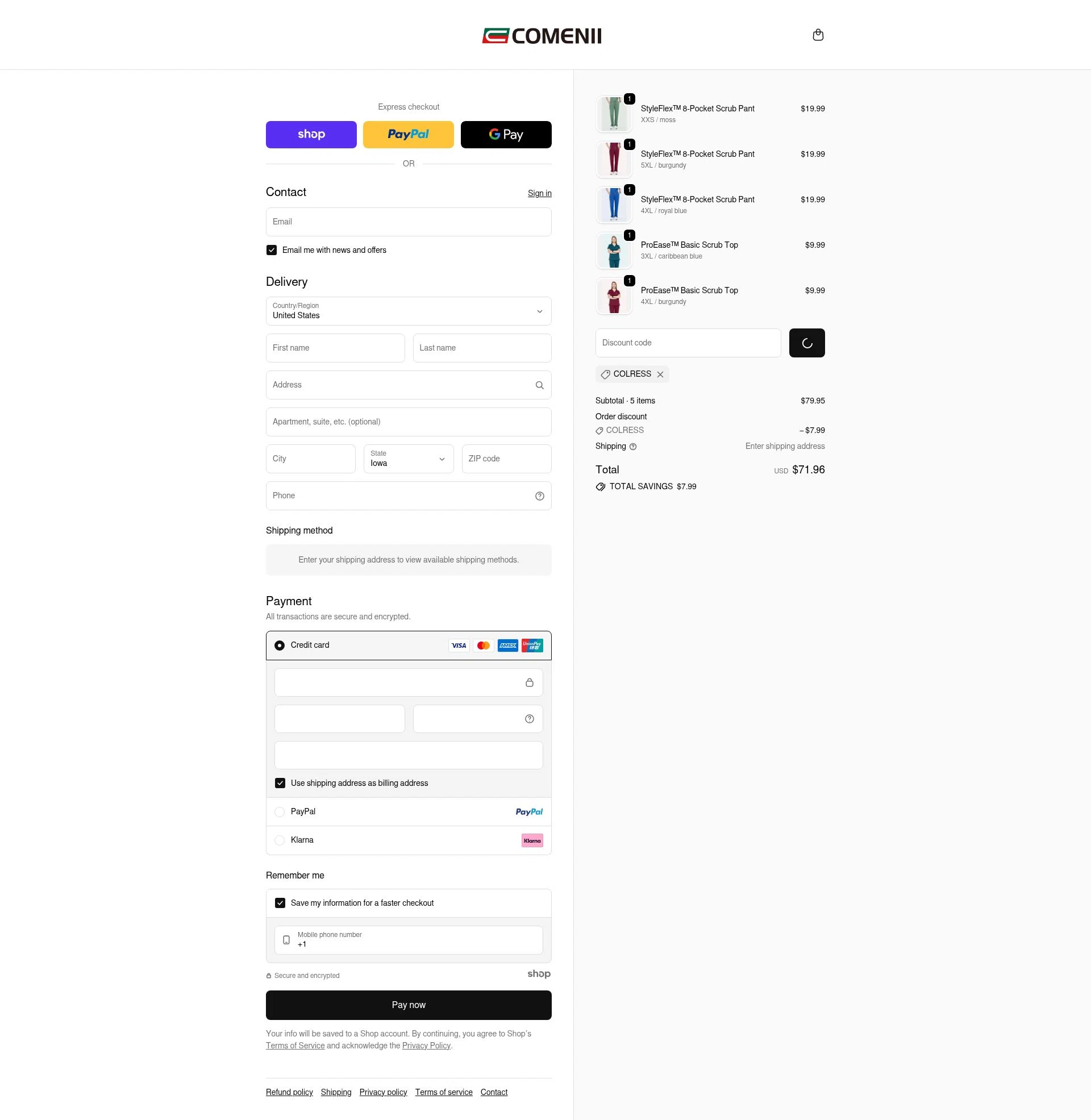 Comenii checkout page showing Comenii discount code box | Screenshot taken by SimplyCodes community member on Dec 28, 2025