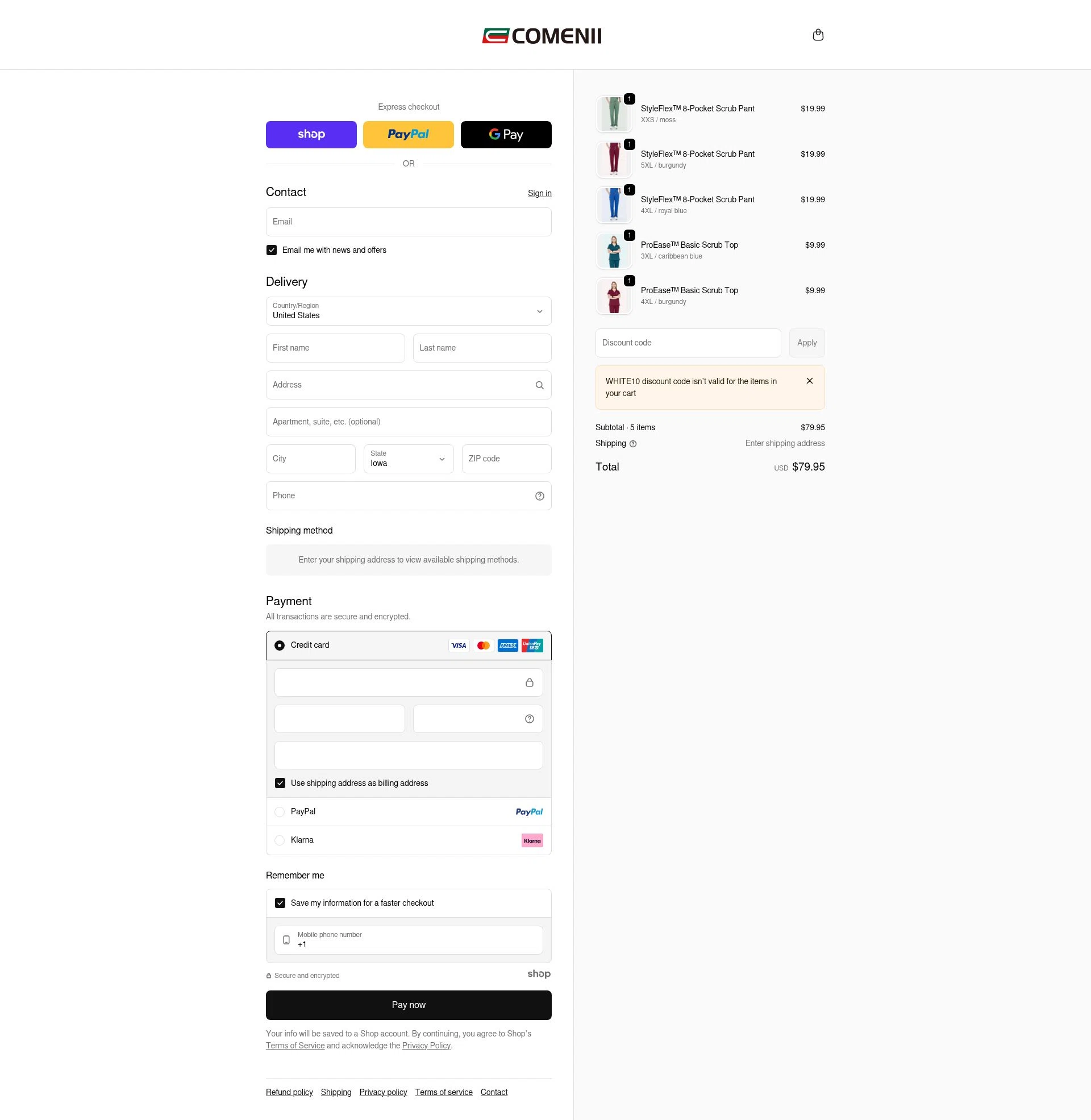 Comenii checkout page showing Comenii discount code box | Screenshot taken by SimplyCodes community member on Dec 28, 2025