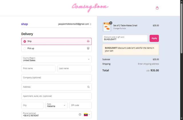 Coming Soon checkout page showing Coming Soon promo code box | Screenshot taken by SimplyCodes community member on Sep 13, 2025