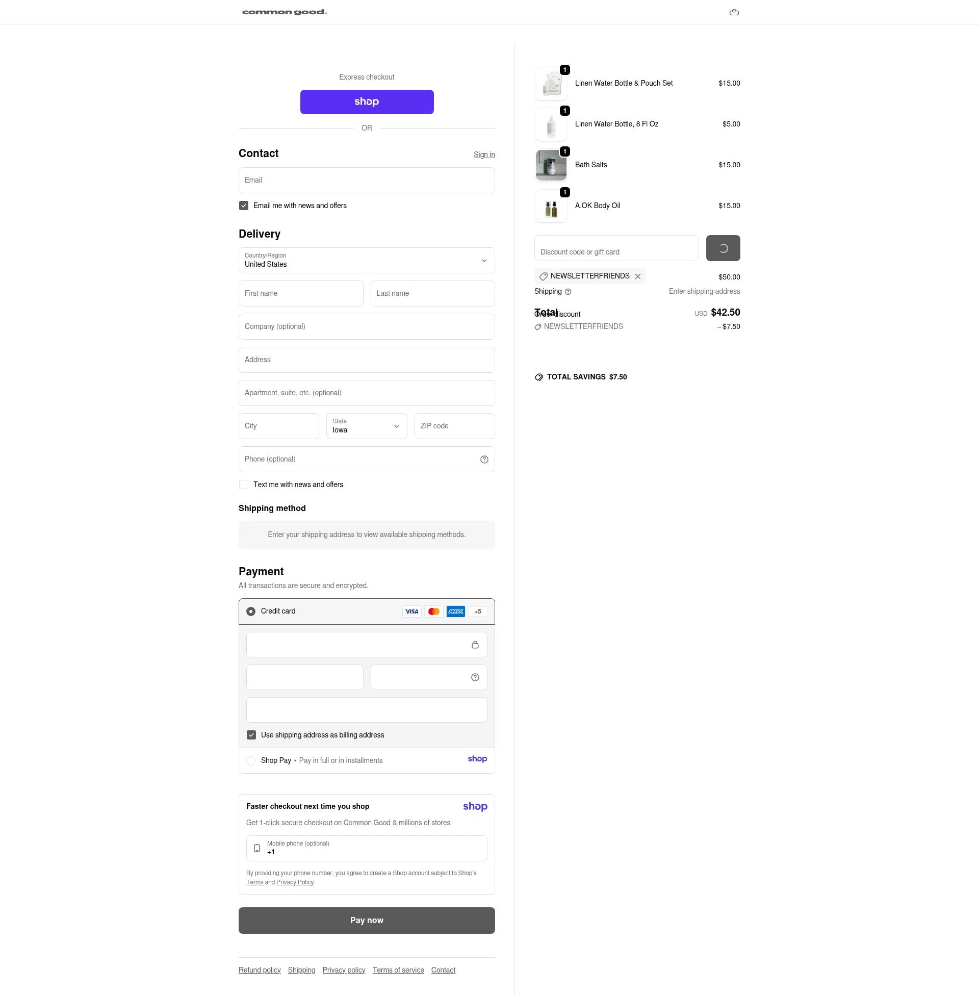 Common Good checkout page showing Common Good promo code box | Screenshot taken by SimplyCodes community member on Jan 8, 2026