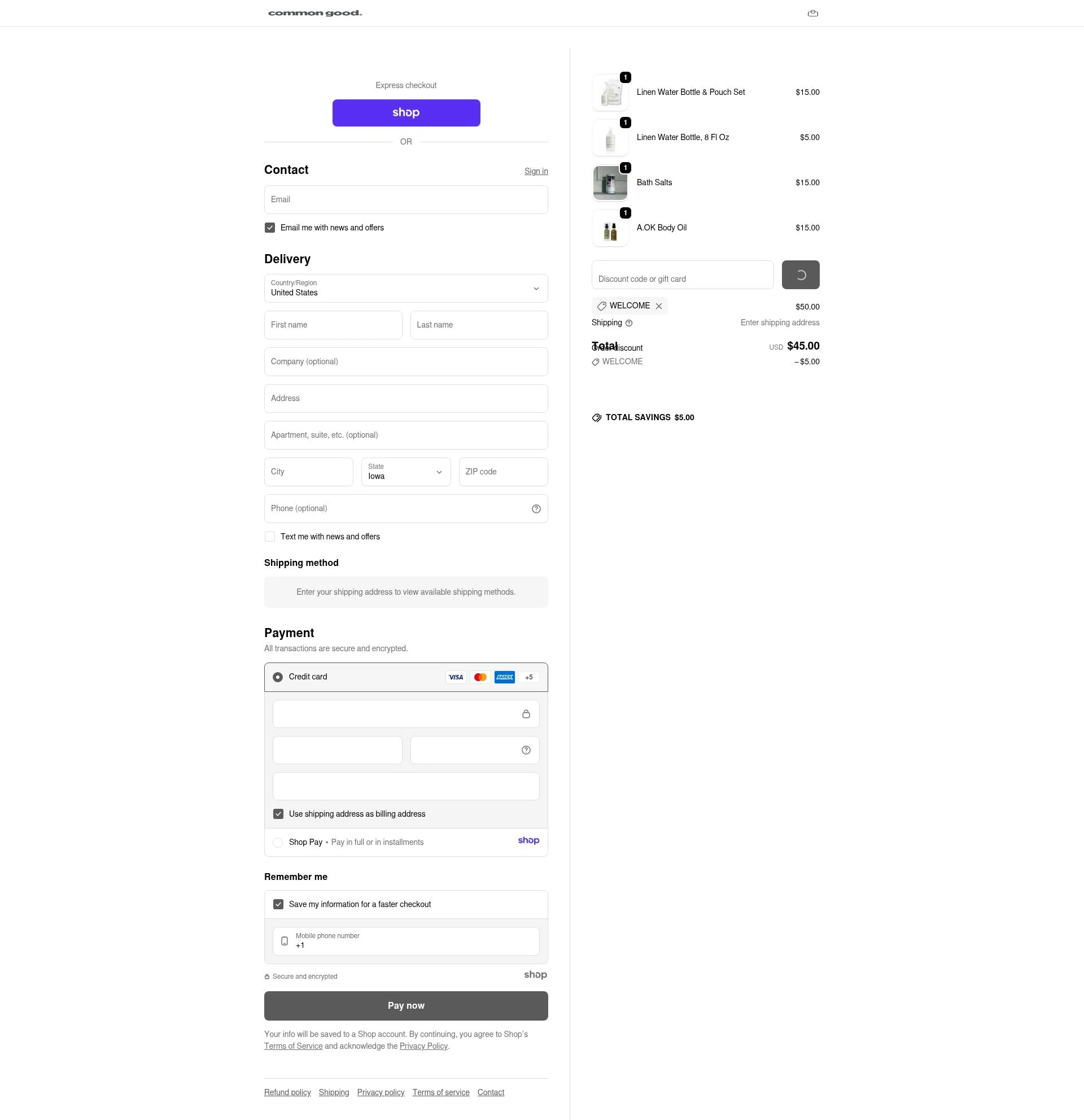 Common Good checkout page showing Common Good promo code box | Screenshot taken by SimplyCodes community member on Jan 3, 2026