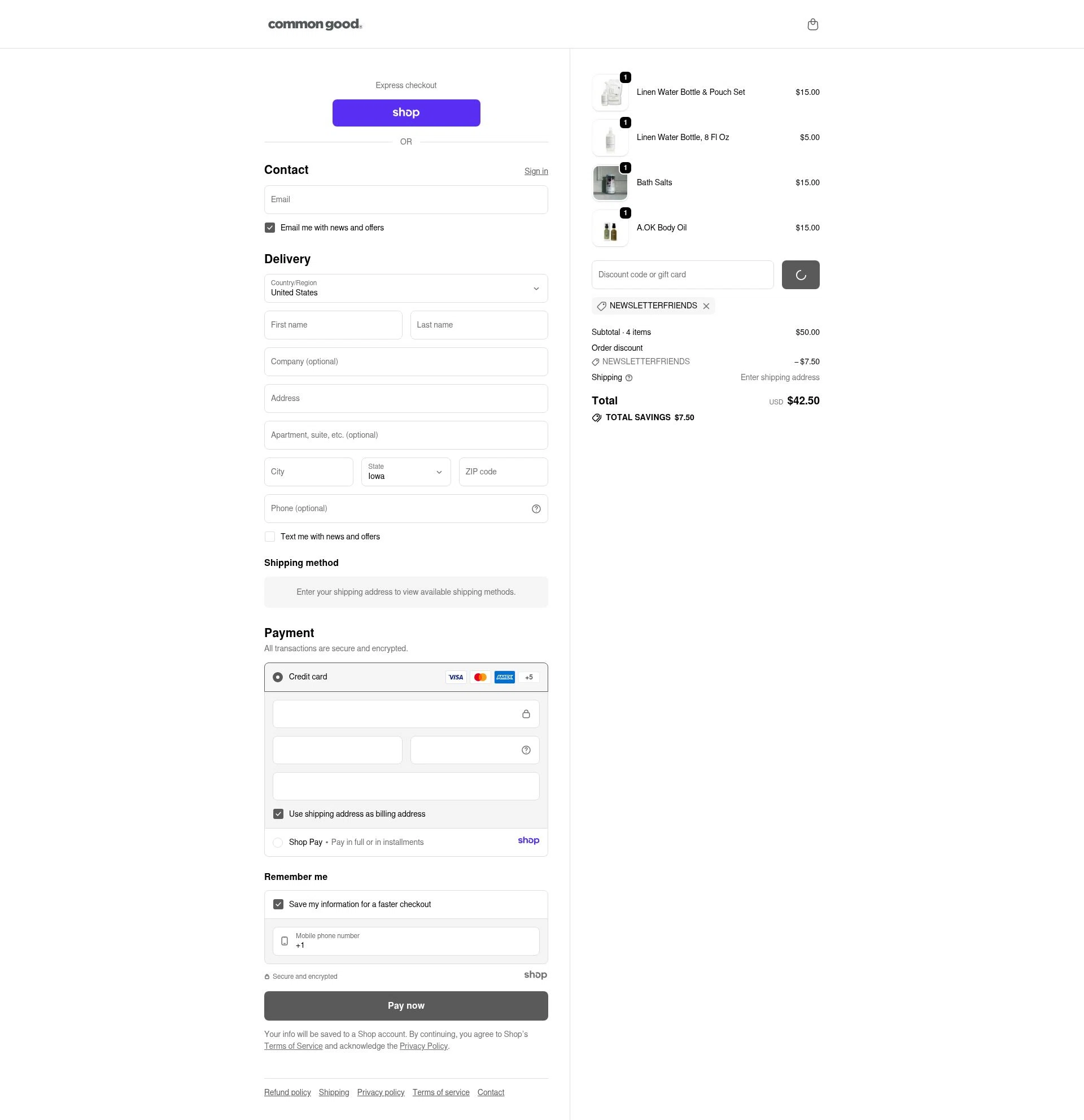 Common Good checkout page showing Common Good promo code box | Screenshot taken by SimplyCodes community member on Jan 3, 2026