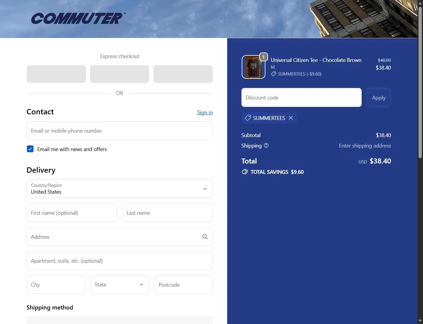 Commuter NY checkout page showing Commuter NY promo code box | Screenshot taken by SimplyCodes community member on Feb 5, 2026