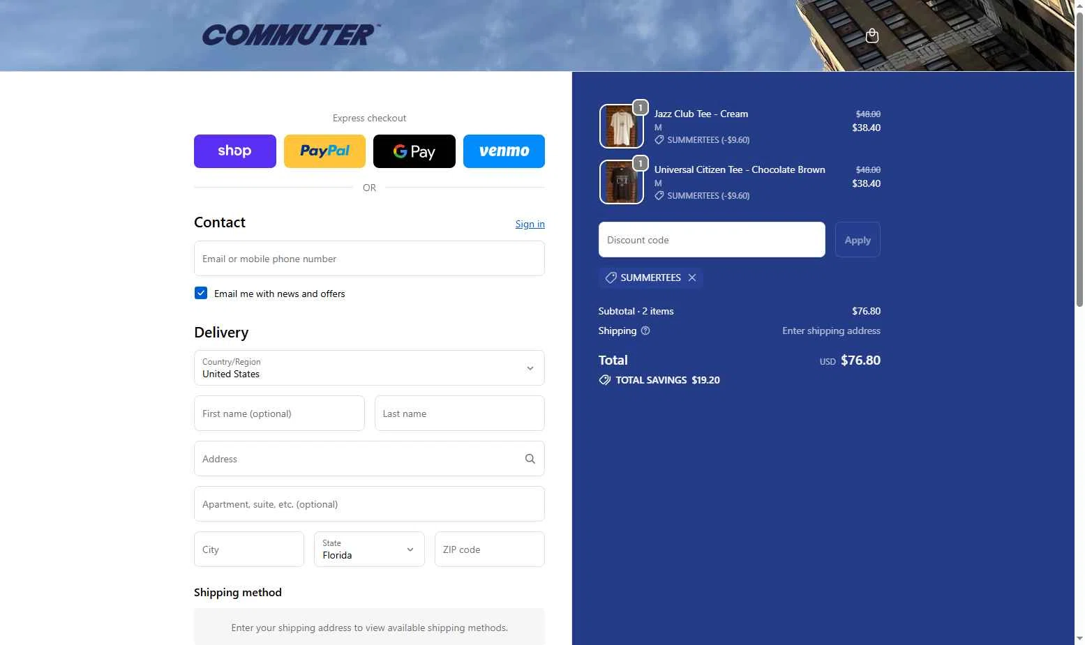 Commuter NY checkout page showing Commuter NY promo code box | Screenshot taken by SimplyCodes community member on Jan 7, 2026