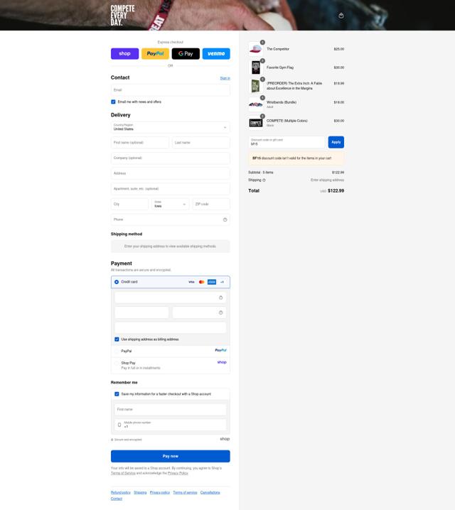 Compete Every Day checkout page showing Compete Every Day promo code box | Screenshot taken by SimplyCodes community member on Sep 13, 2025