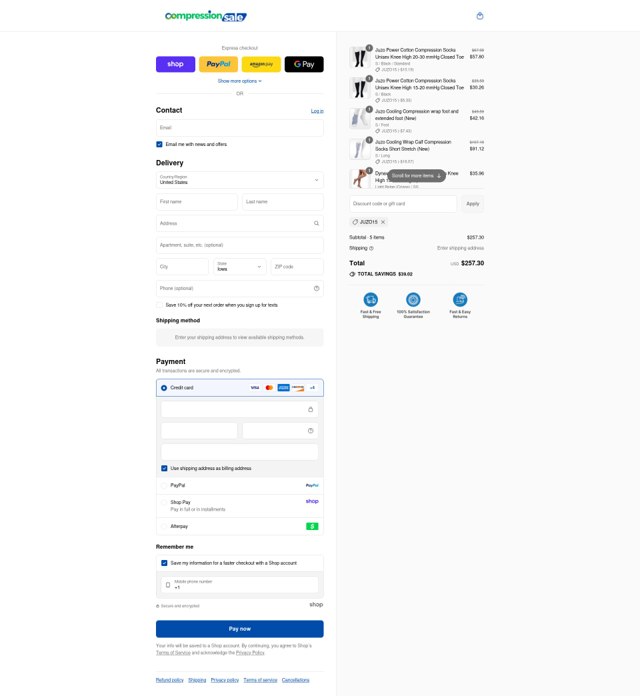 CompressionSale.com checkout page showing CompressionSale.com promo code box | Screenshot taken by SimplyCodes community member on Aug 29, 2025