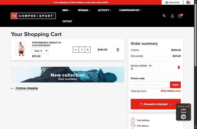 Compressport checkout page showing Compressport promo code box | Screenshot taken by SimplyCodes community member on Aug 28, 2025