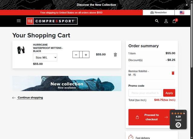 Compressport checkout page showing Compressport promo code box | Screenshot taken by SimplyCodes community member on Aug 7, 2025