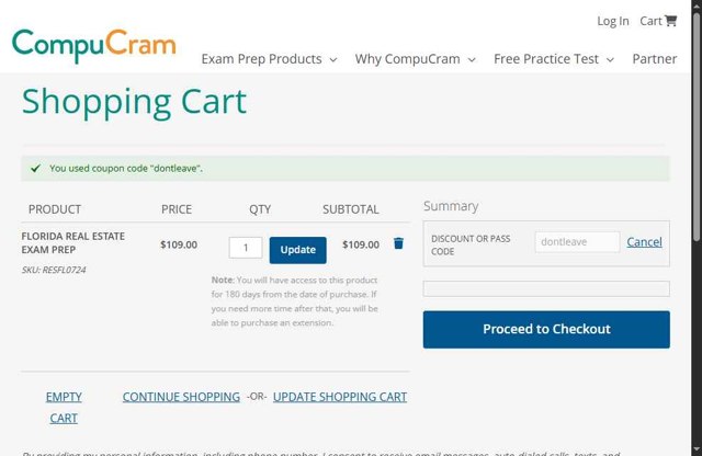 CompuCram checkout page showing CompuCram discount code box | Screenshot taken by SimplyCodes community member on Jul 15, 2025