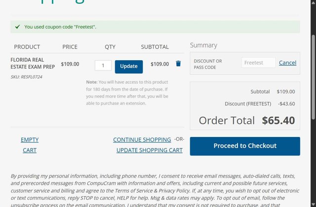 CompuCram checkout page showing CompuCram discount code box | Screenshot taken by SimplyCodes community member on Aug 27, 2025