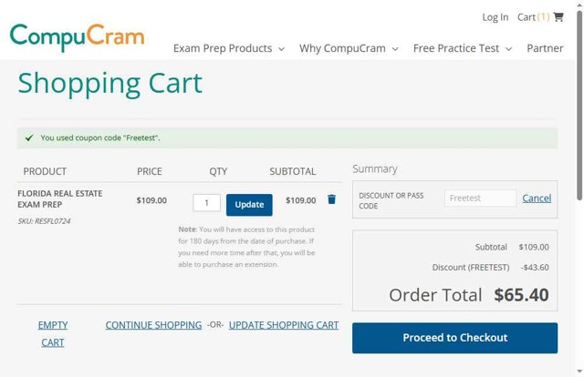 CompuCram checkout page showing CompuCram discount code box | Screenshot taken by SimplyCodes community member on Jul 27, 2025