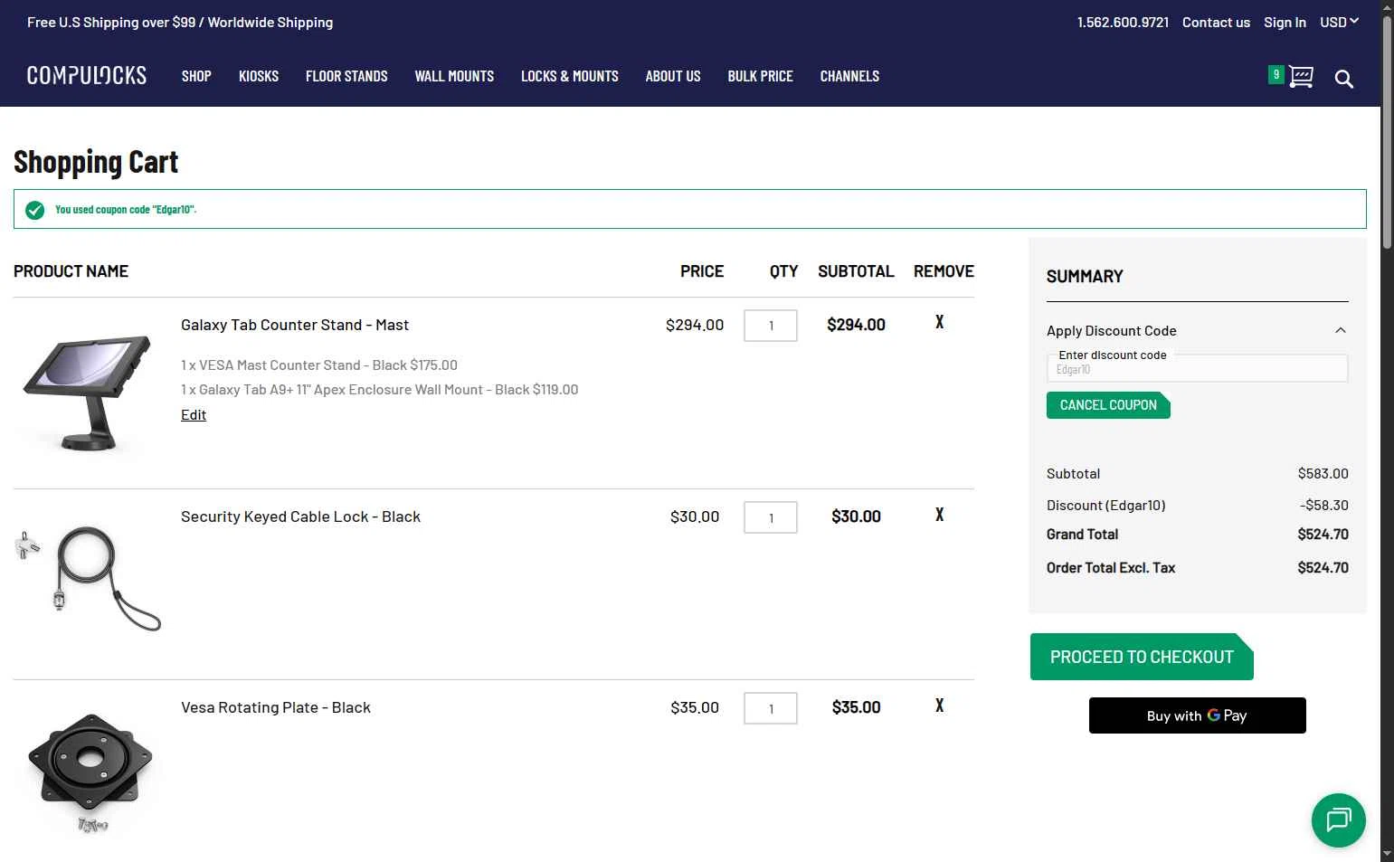Compulocks checkout page showing Compulocks promo code box | Screenshot taken by SimplyCodes community member on Oct 3, 2025
