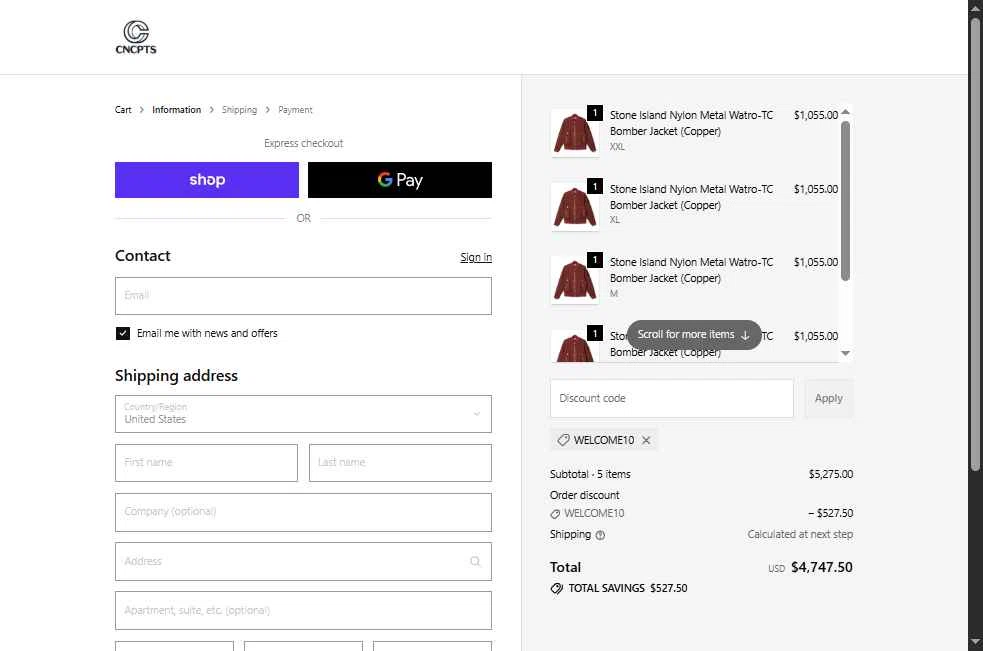 Concepts checkout page showing Concepts discount code box | Screenshot taken by SimplyCodes community member on Oct 27, 2025