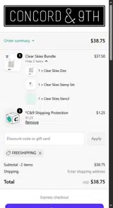 Concord & 9th coupon verification screenshot