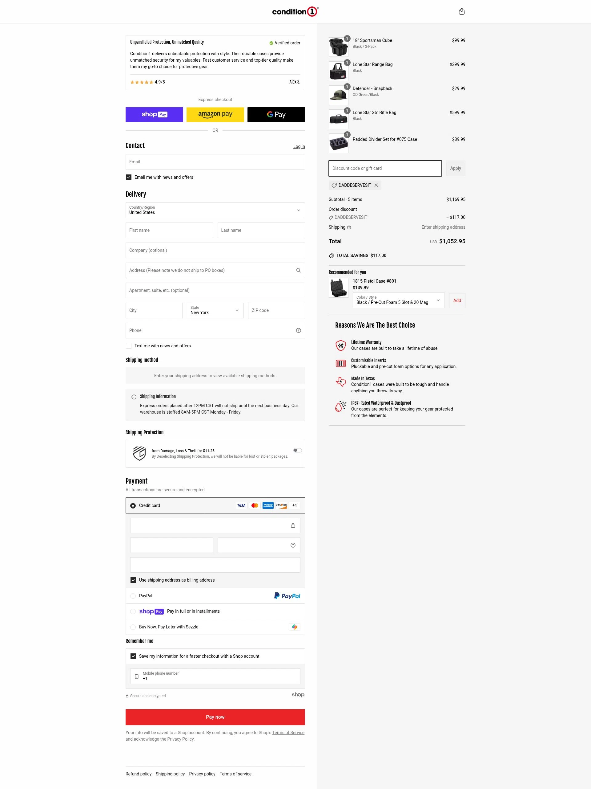 Condition 1 checkout page showing Condition 1 discount code box | Screenshot taken by SimplyCodes community member on Jun 15, 2025