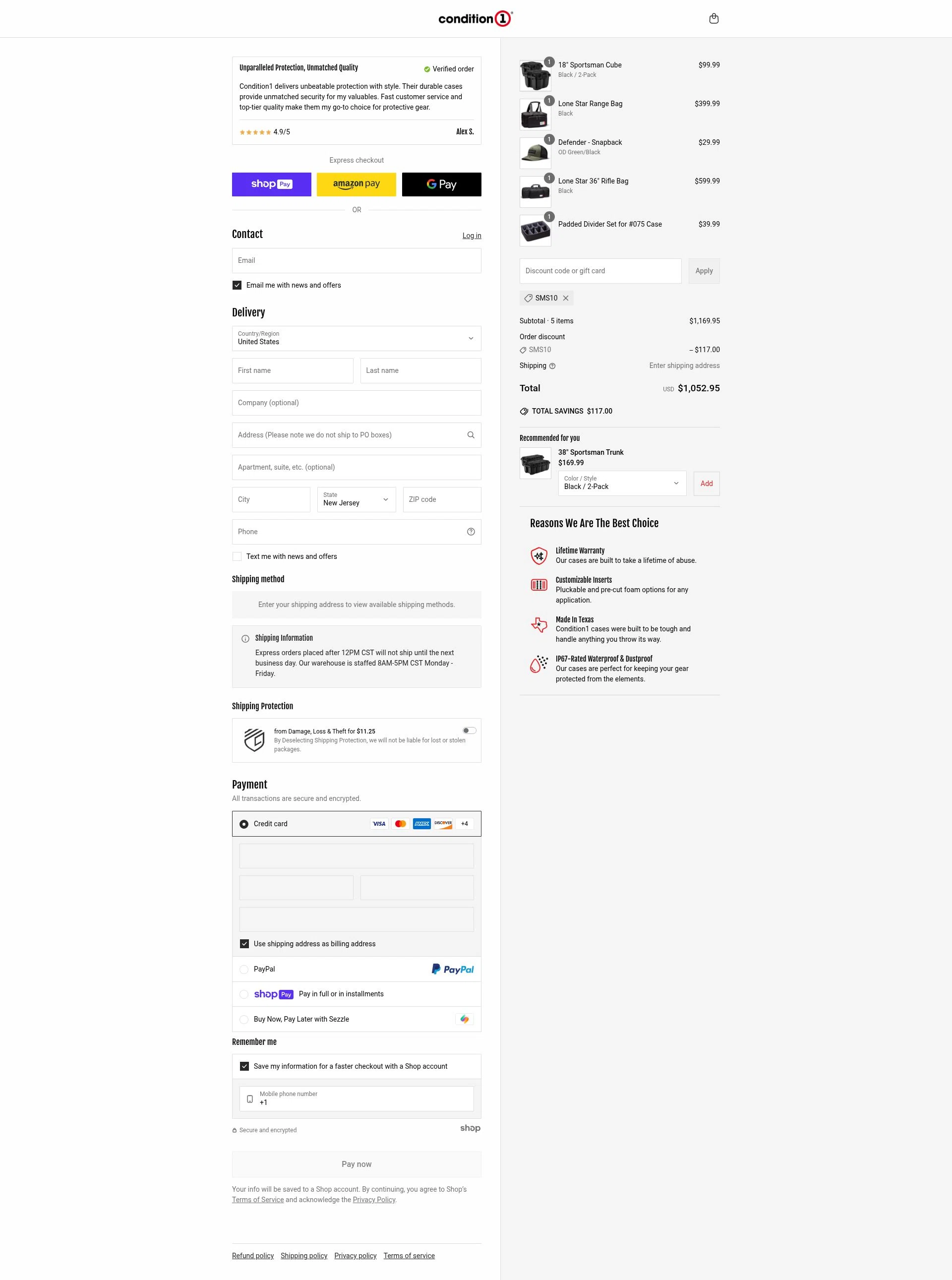 Condition 1 checkout page showing Condition 1 discount code box | Screenshot taken by SimplyCodes community member on Jun 30, 2025