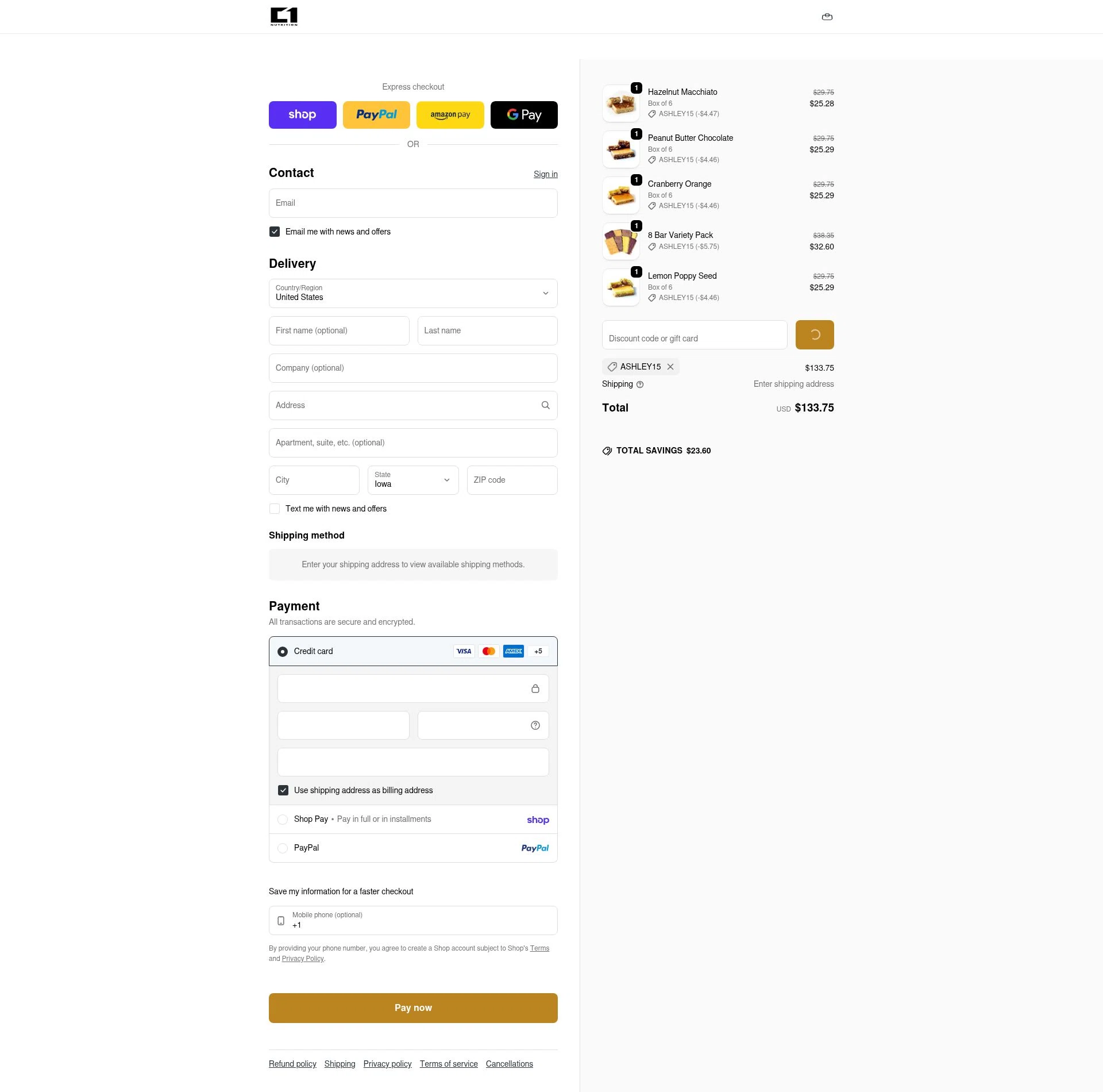 Condition One checkout page showing Condition One discount code box | Screenshot taken by SimplyCodes community member on Feb 5, 2026