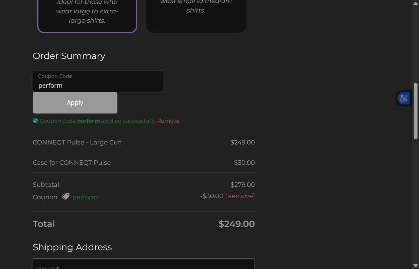 CONNEQT Health checkout page showing CONNEQT Health promo code box | Screenshot taken by SimplyCodes community member on Nov 4, 2025