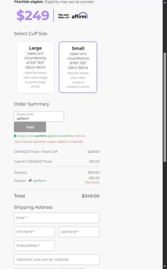 CONNEQT Health checkout page showing CONNEQT Health promo code box | Screenshot taken by SimplyCodes community member on Nov 4, 2025