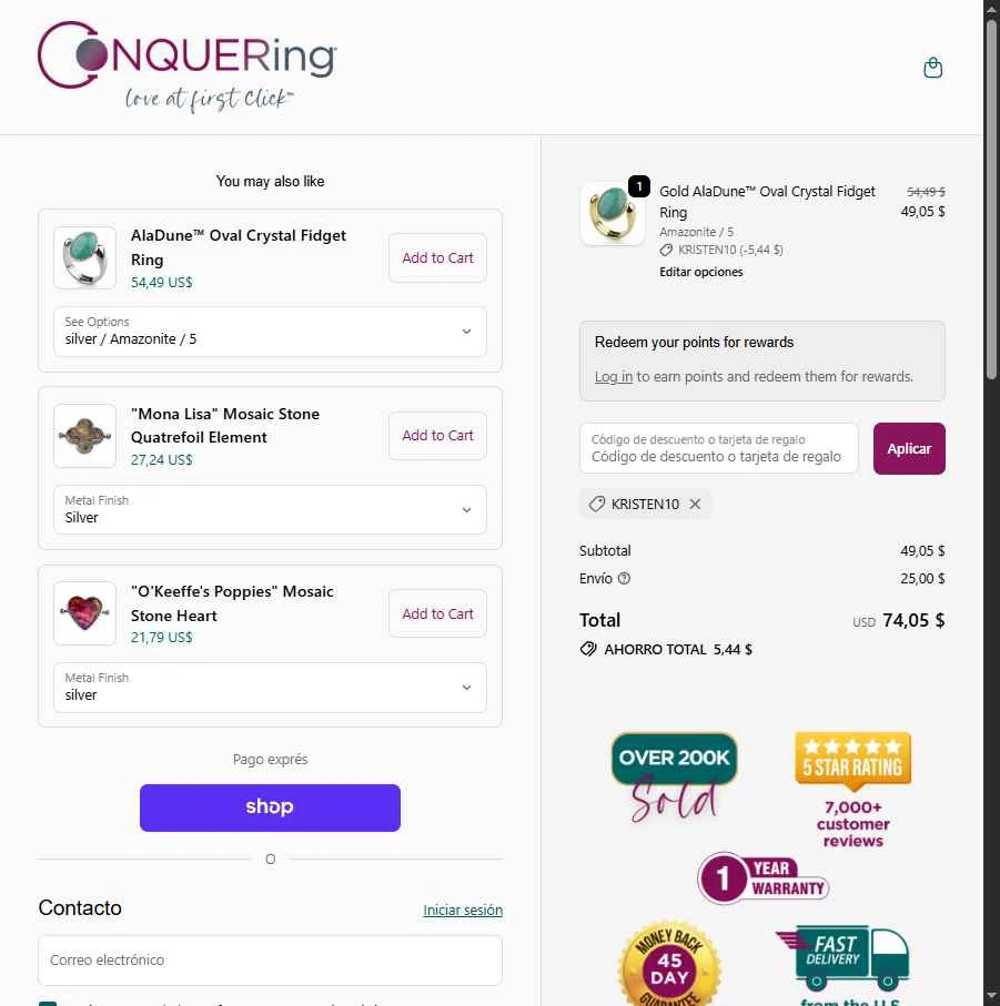 CONQUERing checkout page showing CONQUERing discount code box | Screenshot taken by SimplyCodes community member on Feb 14, 2026