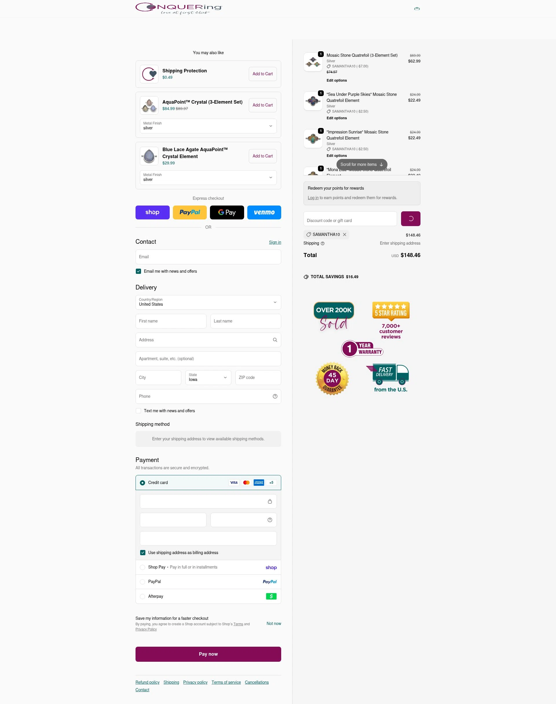 CONQUERing checkout page showing CONQUERing discount code box | Screenshot taken by SimplyCodes community member on Feb 14, 2026
